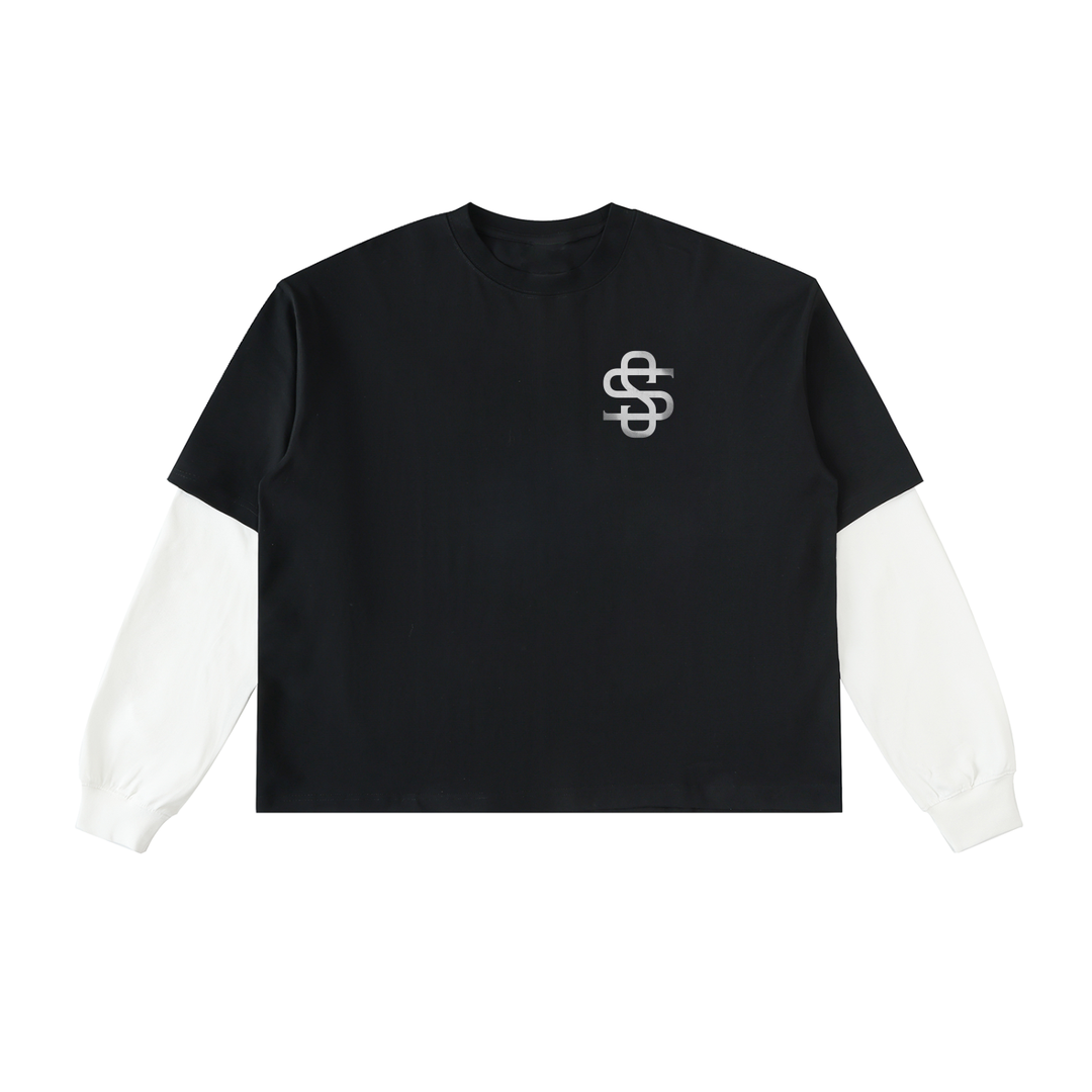 Layered Contrast Long Sleeve Boxy Tee