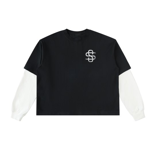 Layered Contrast Long Sleeve Boxy Tee