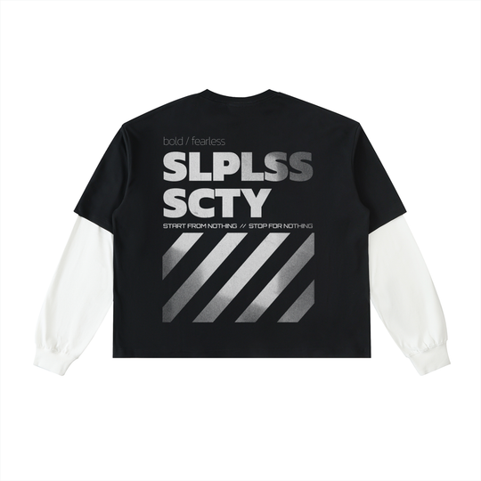 Layered Contrast Long Sleeve Boxy Tee