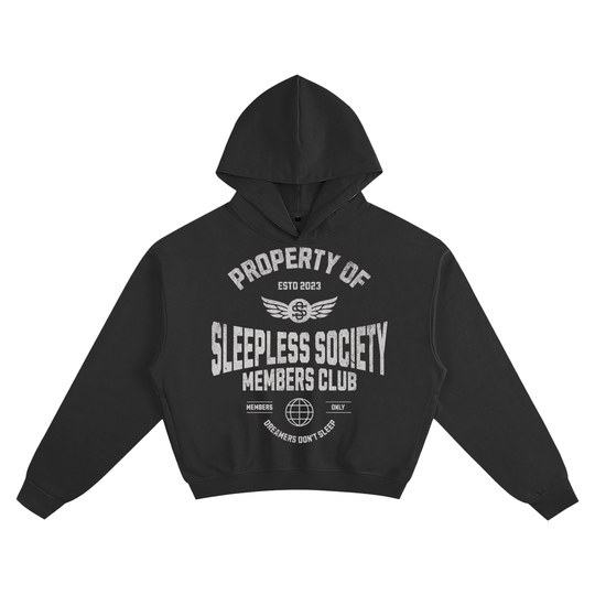 Members Only Cropped Hoodie (Black)