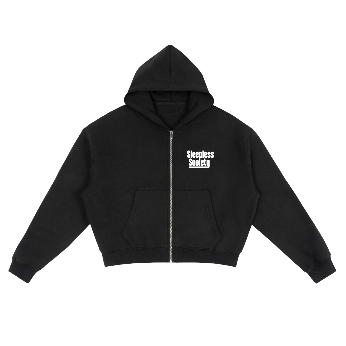 Signature Fleece Zip-Up Boxy Hoodie
